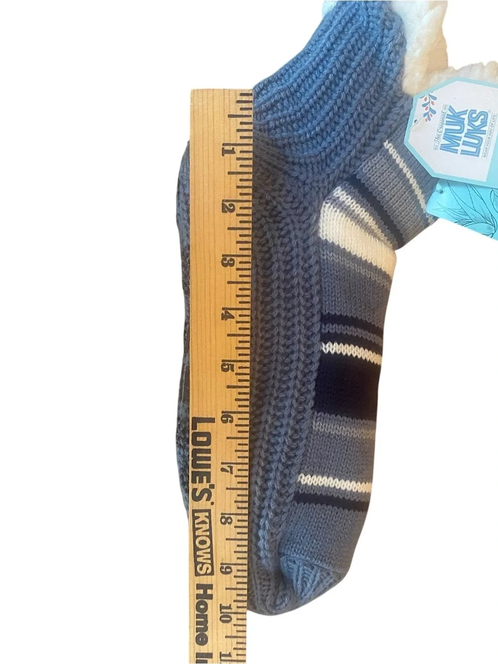 3/$25Bundle Muk Luks Unisex Sherpa-Lined Cabin Socks -Navy & Light Blue One Sz